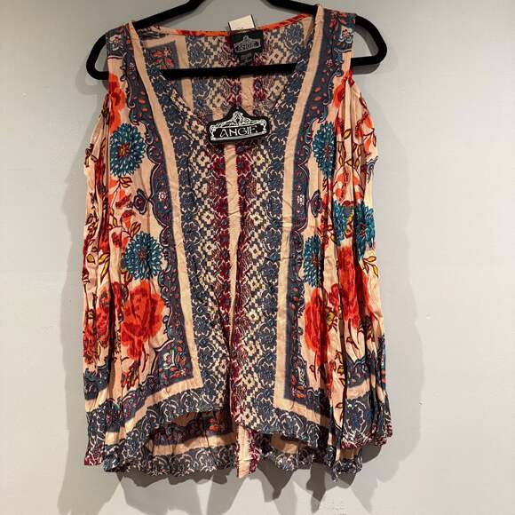 Angie Boho Cold Shoulder Floral Top NWT – Women’s Size Large - Picture 1 of 2